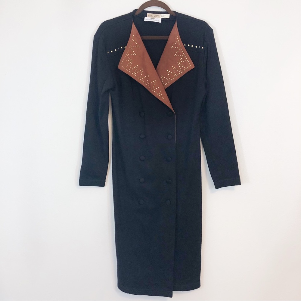 L’eau Vive duster jacket black clay brown suede M